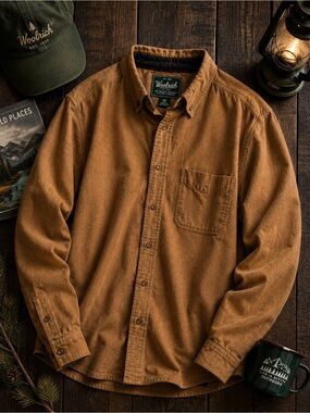 Woolrich Brown Chamois Cloth Workwear Button Up Shirt Men’s M